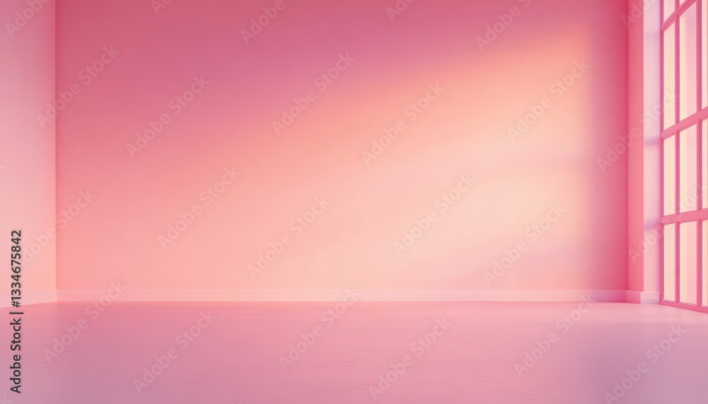 Aufkleber minimalist empty room soft pink gradient background with natural light and smooth textures