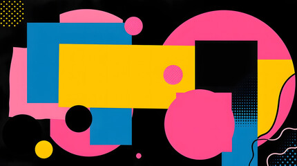 Obraz premium Vibrant Abstract Geometric Collage with Bold Colors and Dynamic Shapes - Modern Digital Art
