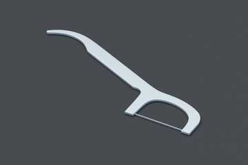 Toothpick on black background. Dental floss stick. Interdental cleaner. Daily prevention hygiene. 3d render