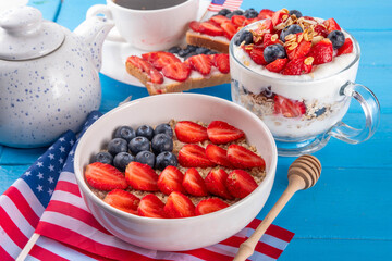 USA patriotic american breakfast or brunch