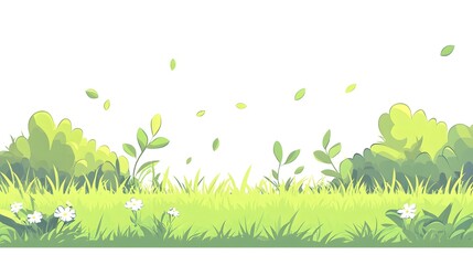 A beautiful and vibrant green meadow filled with flora