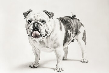 Obraz premium Bulldog portrait, studio shot, white background, dog panting