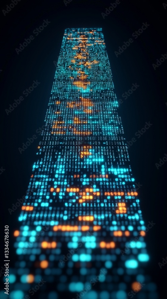 Poster dynamic abstract digital data stream visualization in cybernetic environment technology art concept