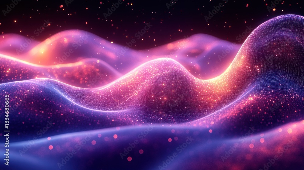 Poster abstract technology digital art with wave patterns and geometric connections