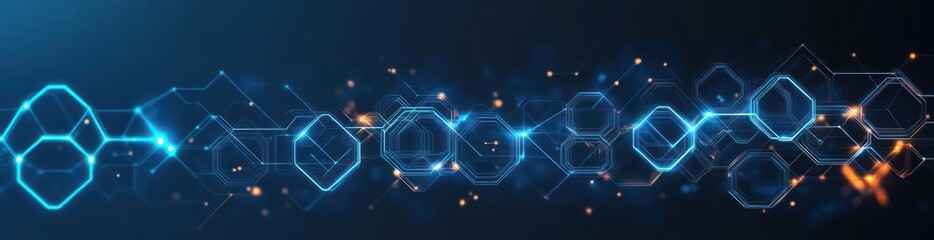 Obraz premium Futuristic Abstract Background with Glowing Blue Hexagons and Digital Lines for Technology Concept