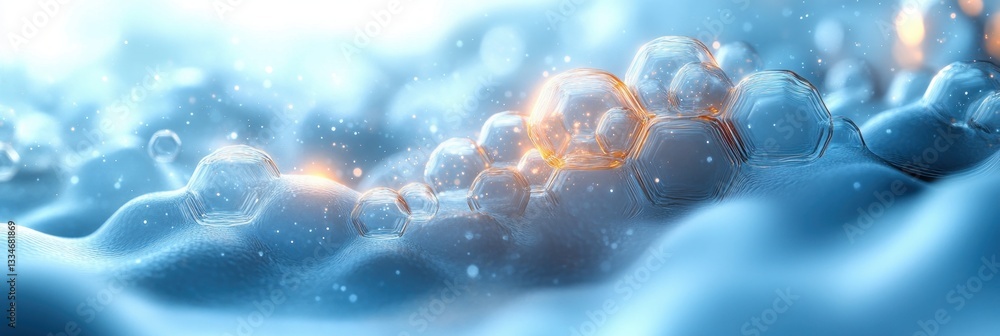 Poster abstract digital art design for health care and medical innovation with geometric hexagonal patterns