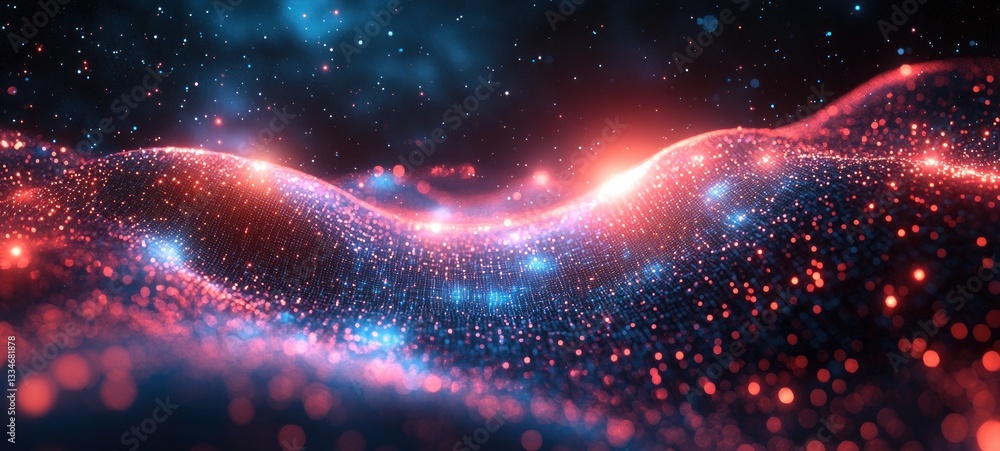 Poster futuristic digital network design with glowing circuit elements and neon colors