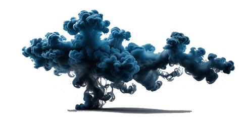 Vibrant blue Full frame of forms and textures of an explosion of powder smoky wave isolated Spraying abstract acrylic paint