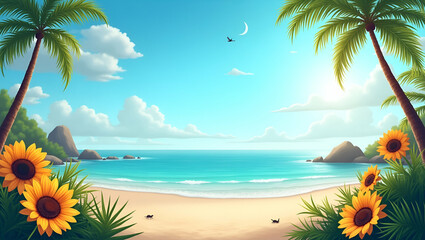 Australian wildlife and beach scenes border frame with sunny copy space for Australia Day concept as Beautiful Australian wildlife and sunny beach scenes framing vibrant space for Australia Day messag