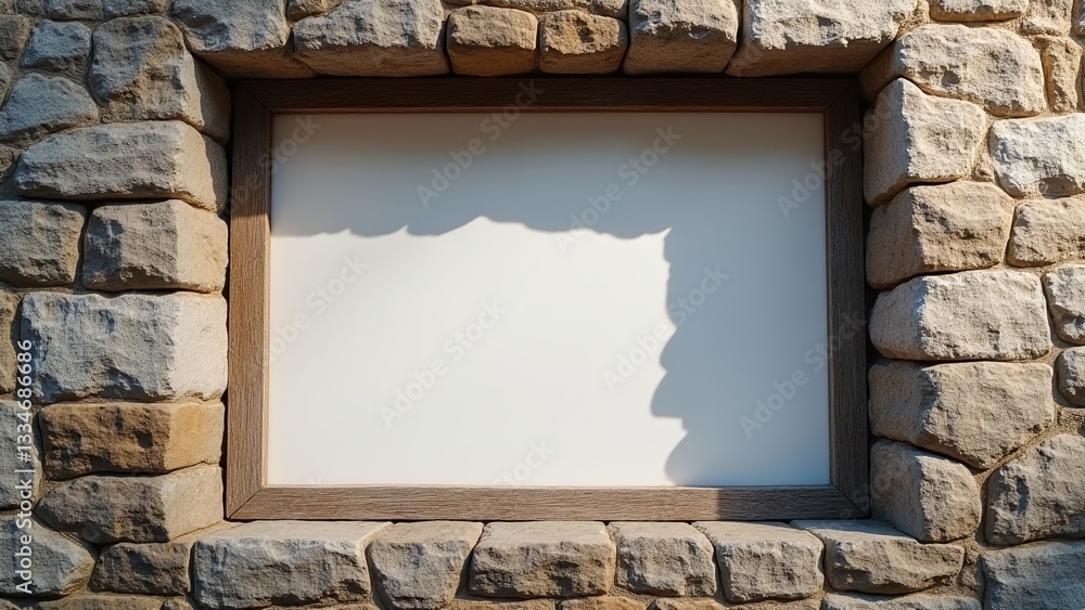 Poster rustic stone wall frame with empty space for text or images