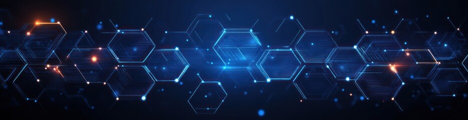 Fototapeta premium Futuristic Hexagonal Pattern with Neon Blue Glow Abstract Digital Design Technology Aesthetic