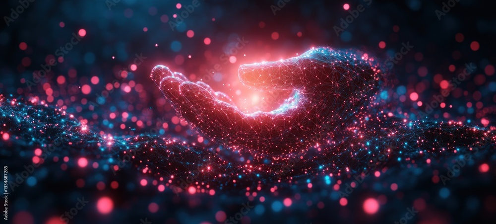 Aufkleber futuristic digital network design with glowing circuit elements in cyberpunk aesthetics