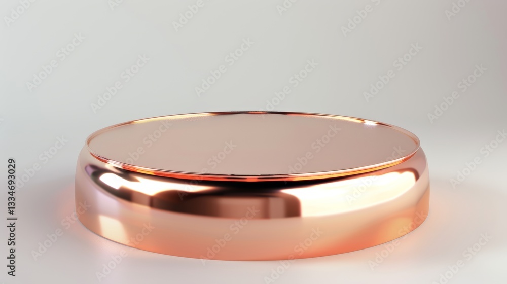 Poster elegant rose gold podium display with a gleaming finish for product showcases and sophisticated pres