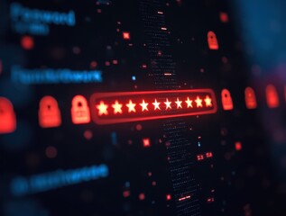 Fototapeta premium Password field with asterisks is secured by firewalls and other security measures on a computer screen
