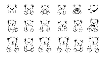 Naklejka premium set of teddy bear icons vector
