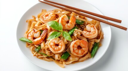 Delicious shrimp pad thai thailand food culinary delight close-up famous thai dish