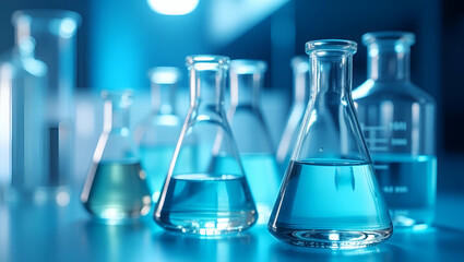 lab glassware science laboratory research development concept concept as Scientists examine transparent beakers flasks carefully measure reactions record findings fosters brand discovery invests in fu