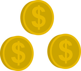 Dollar Coins Vector Drawing, Money Stack Illustration, Financial Wealth Icon