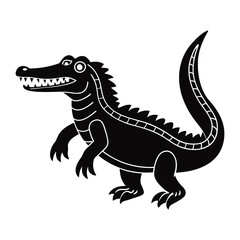 a crocodile walking with its mouth slightly open.