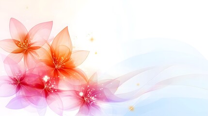 Obraz premium A digital illustration shows translucent colorful flowers on a white background