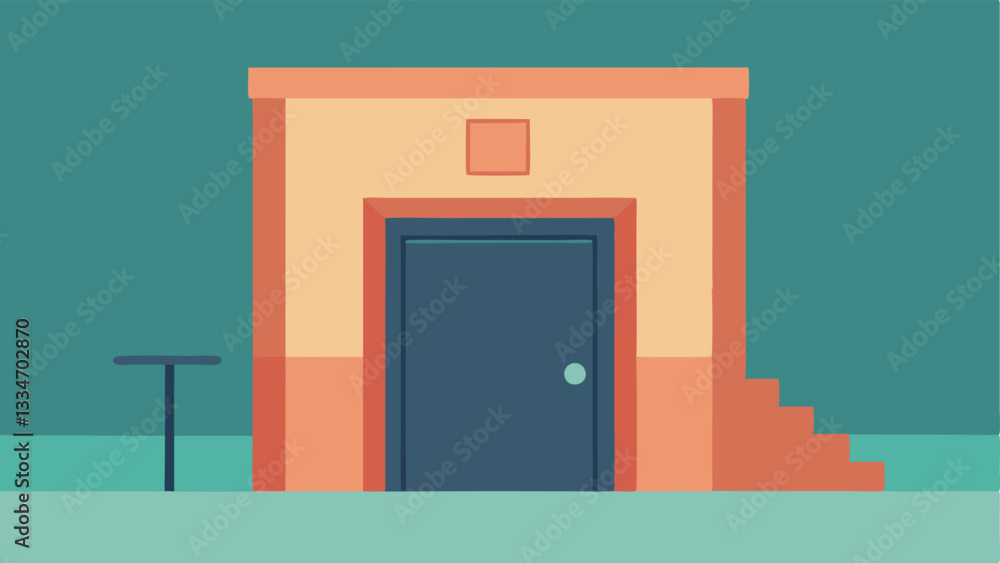 Poster missing accessible signage a scene featuring a building entrance without any signs indicating its ac