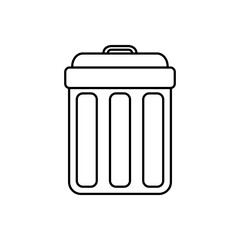 Trash Bin Vector Drawing, Garbage Can Line Art Illustration, Waste Management Icon, Trash Bin Line Art Drawing