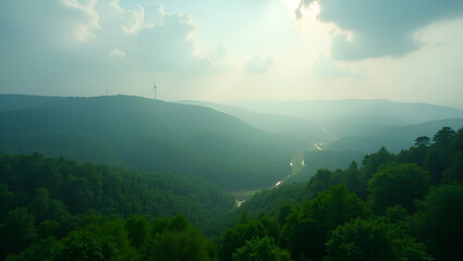 Top View Icon of Forest Symbolizing CO2 Emission Reduction for Sustainable Development: Emphasizing Green Business and Renewable Energy Solutions to Combat Climate Change and Global Warming