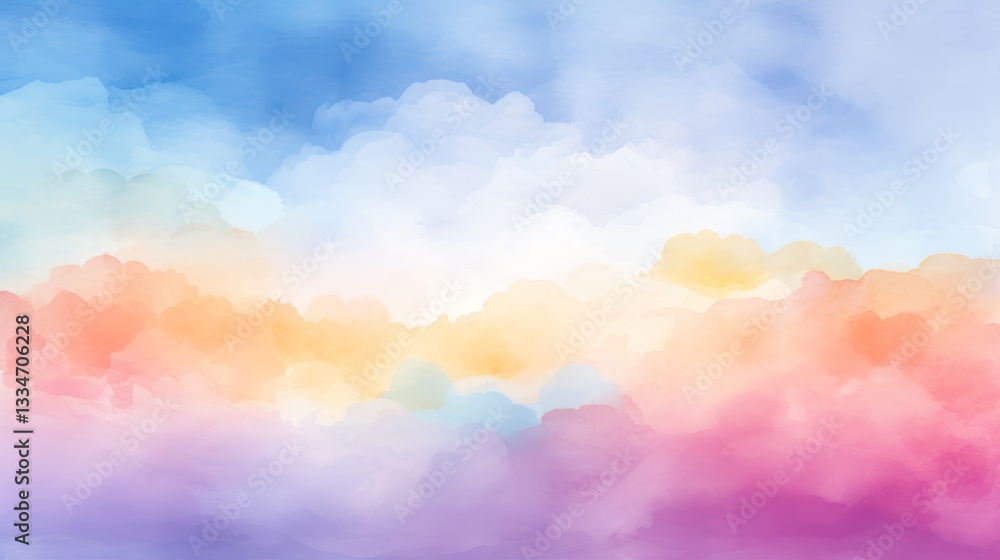 Poster minimalistic watercolor illustration of abstract colorful rainbow gradient background for spring or 