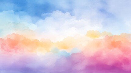 Minimalistic Watercolor Illustration of Abstract Colorful Rainbow Gradient Background for Spring or Easter