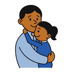 cartoon father and baby drawing vector illustration.