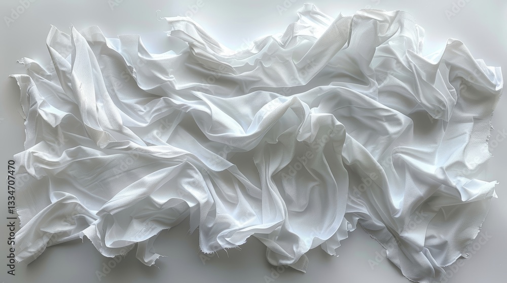Aufkleber elegant white flowing fabric creating soft waves and gentle folds on a plain surface, showcasing del
