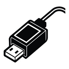 USB cable on white background.