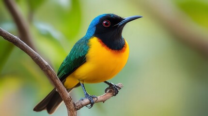 close up of bird is sitting on the bench in the nature, bird in the nature