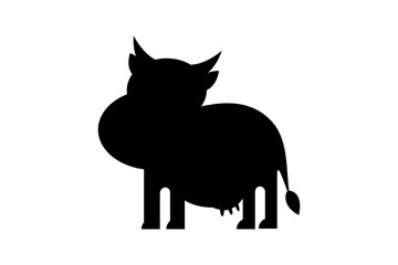Cow silhouette vector. Black and white cattle shape for farm logos, restaurant branding, and decorative elements