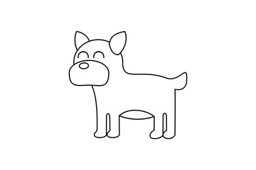 Dog line art vector illustration. Simple pet outline drawing. Minimalist puppy sketch for coloring books, stickers, and digital art