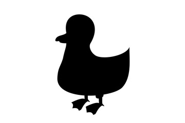 Duck silhouette vector. Black and white waterfowl shape for branding, logos, and minimalistic designs