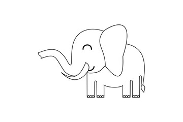 Elephant line art vector. Large and majestic animal outline drawing for coloring books, stickers, and digital artwork