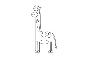 Giraffe line art vector. Tall and elegant wildlife animal outline for coloring books and children’s illustrations