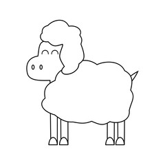 Sheep line art vector. Cute farm animal outline drawing for coloring books, embroidery, and educational content
