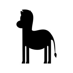 Zebra silhouette vector. Simple black and white striped animal shape for wildlife-themed logos and branding