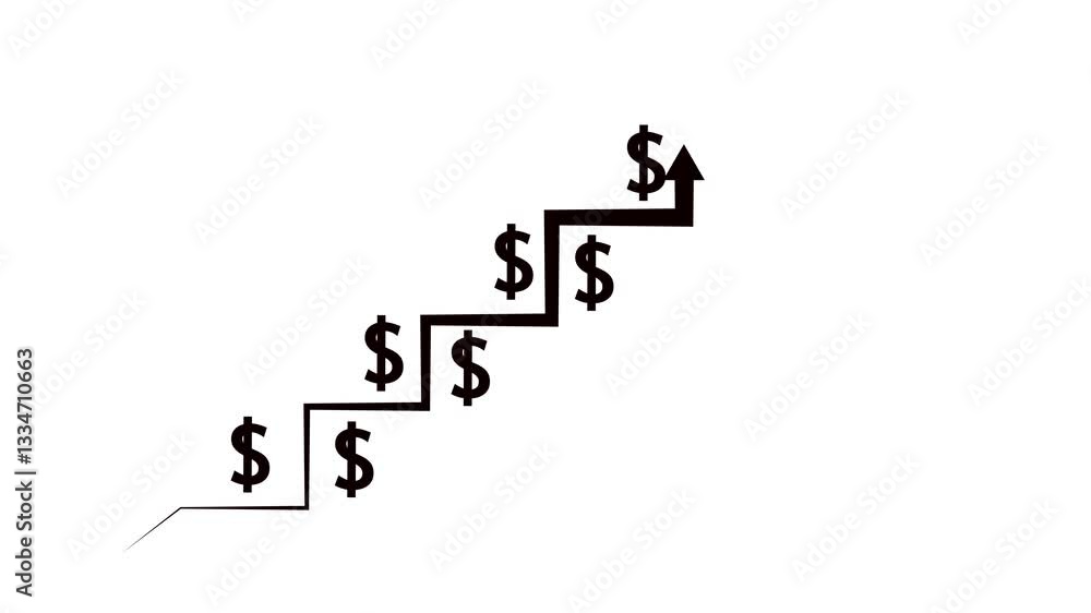 Poster abstract rising arrow with dollar animation transparent channel, rising arrow with dollar transparen