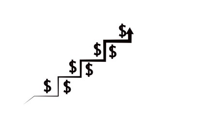 abstract rising arrow with dollar animation transparent channel, Rising arrow with dollar transparent channel, business growth arrow animation and graph chart. - Powered by Adobe