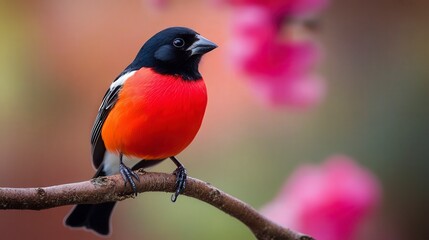 Fototapeta premium close up of bird is sitting on the bench in the nature, bird in the nature