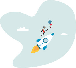 Team direction, leadership to guide team to success, boost team productivity or innovation to succeed, partnership or success startup.character for design