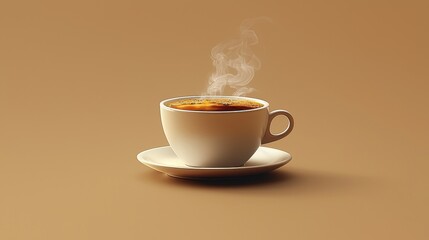 A steaming cup of coffee on a minimalist background, evoking warmth and comfort