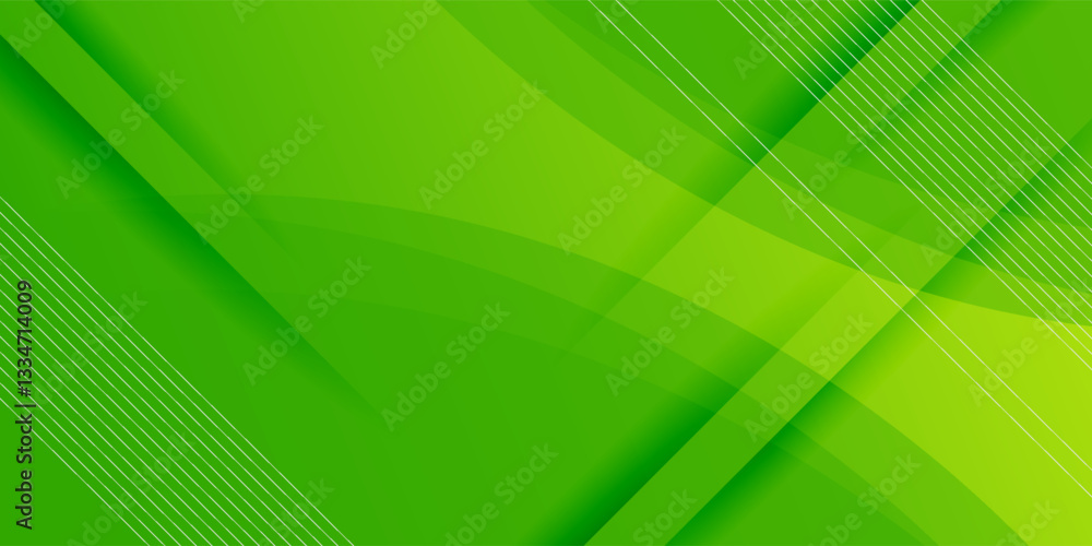 Poster abstract bright green banner background template vector with overlay curve shapes. green background 