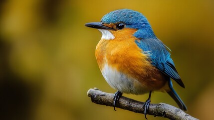 Naklejka premium close up of bird is sitting on the bench in the nature, bird in the nature