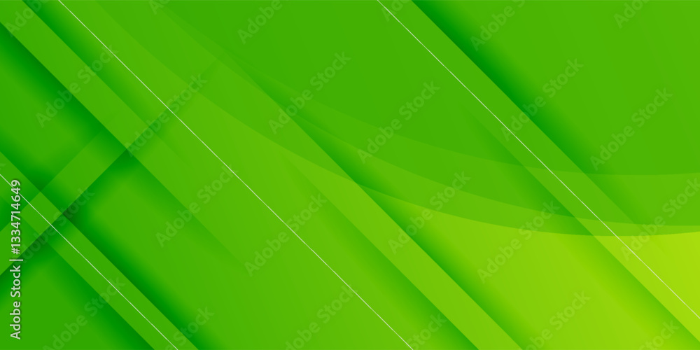 Poster abstract bright green banner background template vector with overlay curve shapes. green background 
