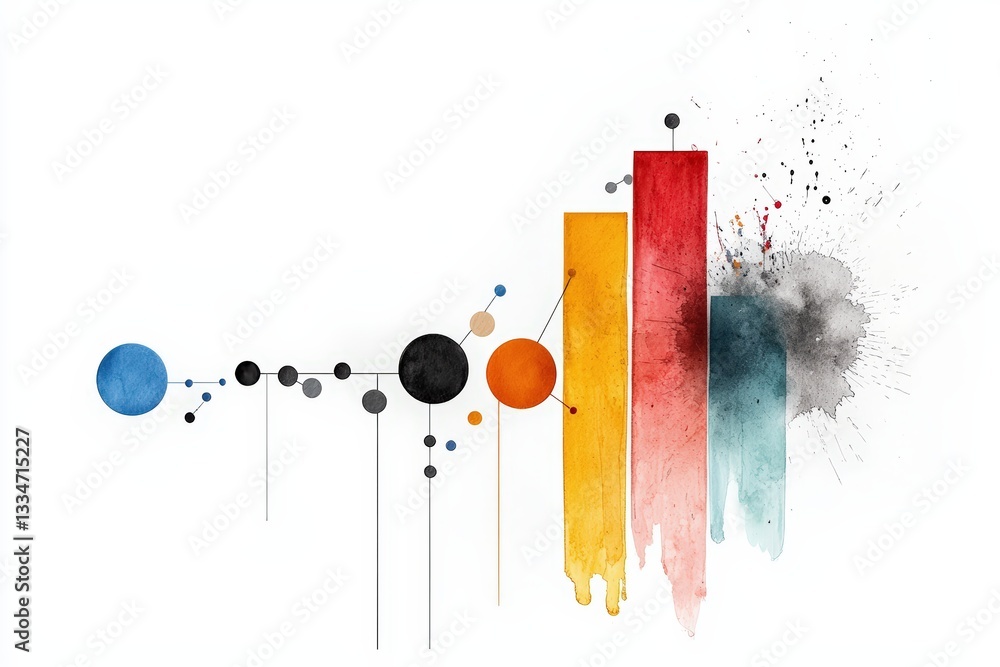 Aufkleber vibrant abstract composition featuring bars and circles, representing data visualization and creativ