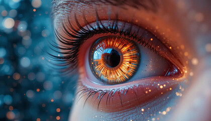 Futuristic Macro Eye with Glowing Cybernetic Elements in Ultra Detail

